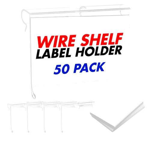 NuBliss 50 Pack Reusable Plastic Wire Shelf Label Holder, for Pantry Retail Merchandise Shopping Mall Store Shop Supermarket UPC Price Card Sign and Ticket Display Holder, Clip-On Design. 6cm X 4cm By NuBliss