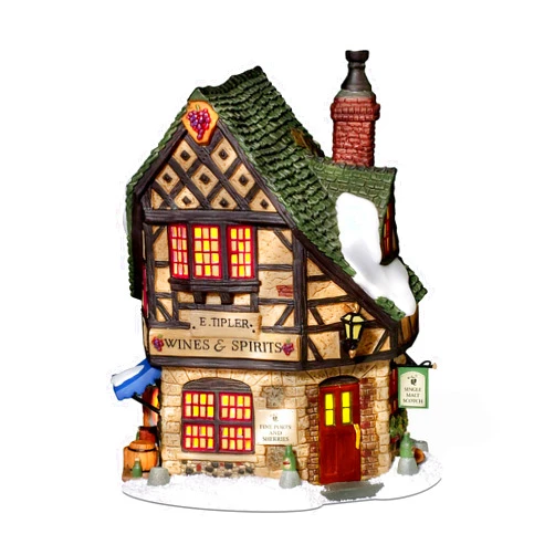 Department 56 Dickens' Village E Tipler Agent Wine Spirits Building, Porcelain 6.89 Inch
