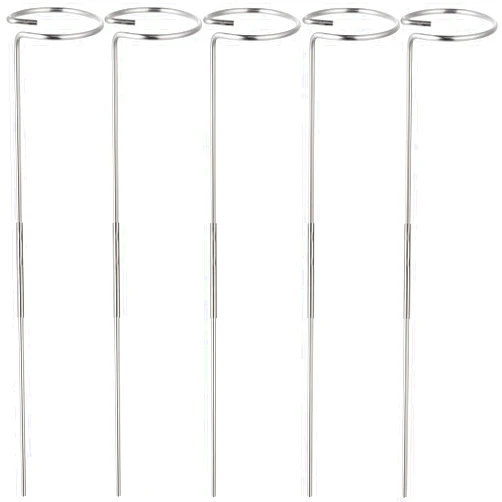 RAIKEDR 30 Inch Plant Stakes for Flowers - 5 Pack (DIY), Stainless Steel Garden Tall Single Stem Support Stake Plant Cage Support Rings for Flowers Amaryllis Tomatoes Peony Lily Rose Narcissus