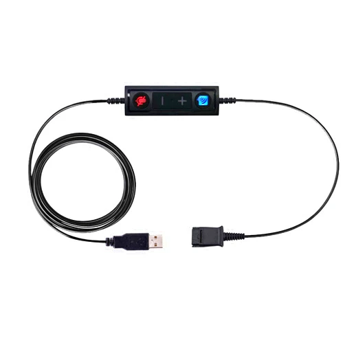 TruVoice USB to QD Adapter Cable Compatible with Any Wired Plantronics, or Poly Headset with a Quick Disconnect (QD) - includes in-Line Volume Control and Mute Functionality