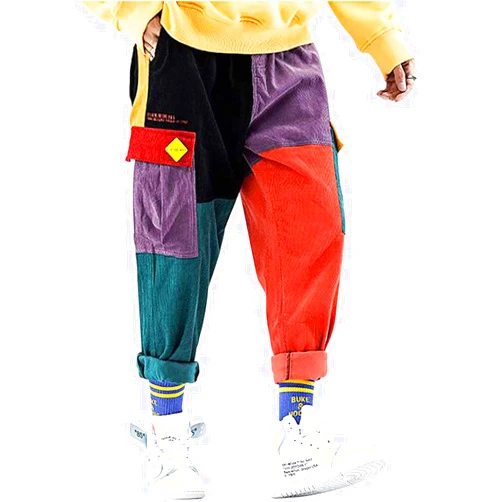 Aelfric Eden Mens Cargo Pants Patchwork Multi-Pockets Outdoor Fashion Casual Jogger Pants Streetwear with Drawstring