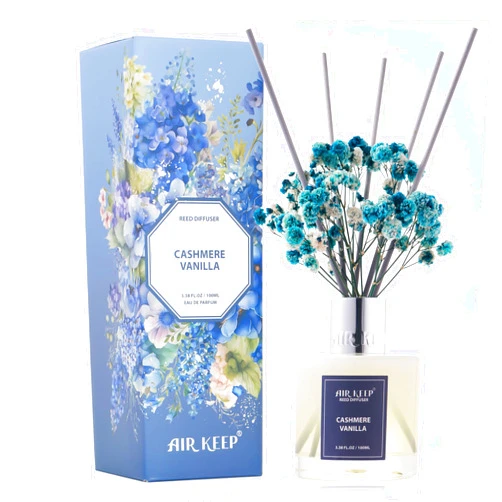 Airkeep Reed Diffuser Set - 3.38 fl oz(100ml) Cashmere Vanilla Scent Diffuser Home Fragrance Diffuser Set Includes 8 Reed Diffuser Sticks,Home Decor & Office Decor, Fragrance and Gifts