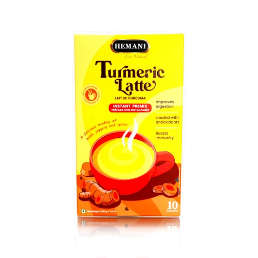 HEMANI Turmeric Latte Instant Premix 220g - 10 sachets in a box I Turmeric Latte Instant Premix I Golden Latte I Instant Golden Milk I Organic Turmeric Mix I Wellness Boost