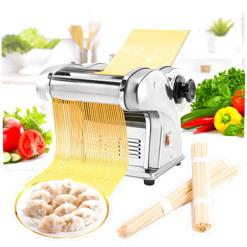 WICHEMI Electric Pasta Maker Machine 3 IN1 Pasta Dough Spaghetti Roller Noodle Pressing Machine Stainless Steel 135W for Home Family Use (2.5mm round noodle+4mm flat noodle+9mm flat noodle)