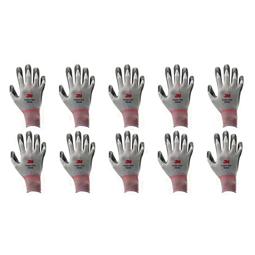 3M KOR Lightweight Nitrile Foam Coated Gloves, Washable, Smart Touch, 10 Pairs, Medium, Grey