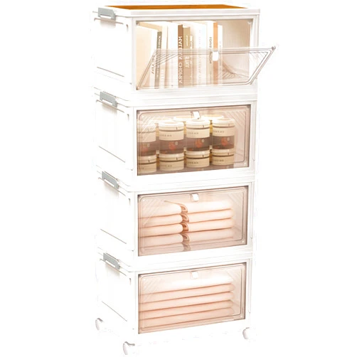 Spaclear Stackable Storage Bins with Lids 23QT, 4 Pack Collapsible Storage Bins-Clear Foldable Storage Drawers for Bedroom, Stackable Storage Drawers for Clothes Book Craft Storage and Organization