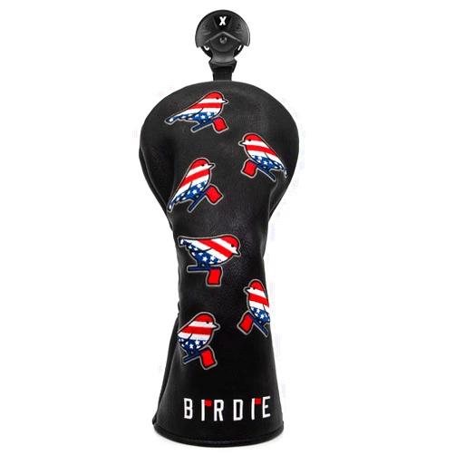 Aliennana Golf Head Covers Driver Cover 3 Wood Headcover Hybrid Head Covers Embroidery USA American Flag Birdie Design Golf Club Headcovers Leather Wood Head Cover
