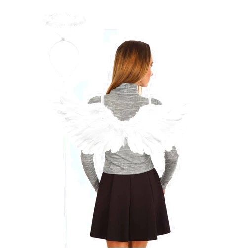 Yieeonc Angel Wings and Halo Adult Feather Angel Wings Costume for Kids Women Girls Halloween Cosplay Costumes