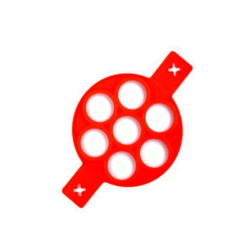 Lunaya Silicone Non Stick Fantastic Seven Holes Egg Pancake Maker Ring Kitchen Baking Omelet Moulds Flip Cooker Egg Ring Mold (7-ROUND)