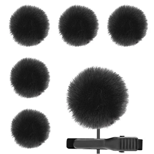 Vin Beauty 5 Pack Microphone Lapel Dead Cat Windscreen, Lavalier Wind Muff Lapel Microphone Wind Muff, Outdoor Furry Windscreen Dead Cat Wind Cover Pop Filter Windshield for Most Mini MIC Microphones (Black)