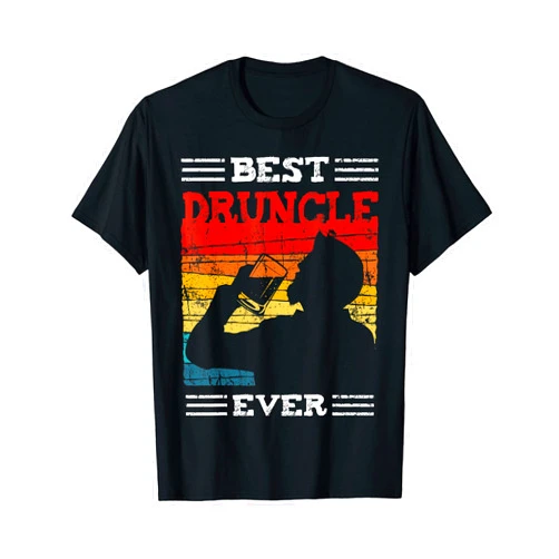 Vintage Druncle Drunk Uncle Fist Bump Family Gift Mens Best Druncle Ever Vintage Beer Drinker Uncle T-Shirt