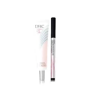 DHC Velvet Skin Coat, Mattifying Makeup Primer, minimizes look of pores, fine lines, and imperfections, 0.52 oz. Net wt. & DHC Liquid Eyeliner EX, Water-Resistant, All-Day Wear, Black, 0.01 fl. oz.