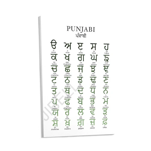 JIBELL Punjabi Alphabet Poster Kids Educational Poster Panjabi Language Chart Posters (3) Canvas Painting Wall Art Poster for Bedroom Living Room Decor 08x12inch(20x30cm) Frame-style