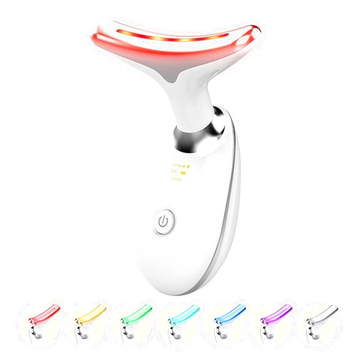 Fastaid Red-Light-Therapy-for-Face and Neck, Red Light Therapy Wand, 7 Color Led Face Neck Massager for Skin Care, White