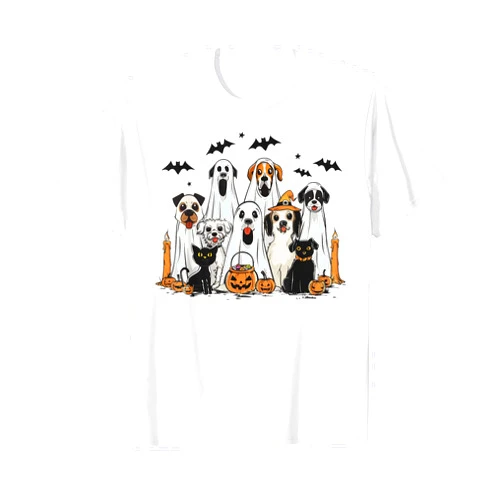 Halloween Dog Dressed as Ghost Dog Ghost Cute Dog Dressed As Ghost Funny Halloween Dog T-Shirt