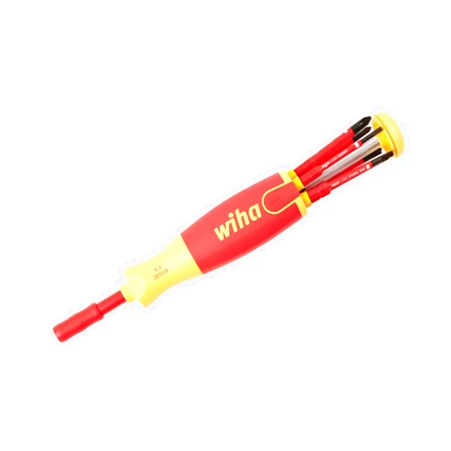 Wiha 28395 7 Piece Insulated SlimLine Ultra-Driver Blade Set Slotted, Phillips, Terminal