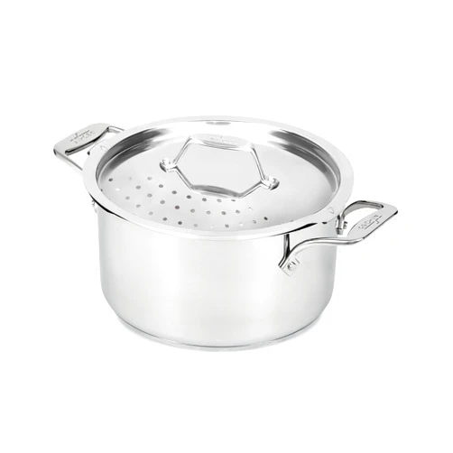 All-Clad Simply Strain Stainless Steel Multipot with Straining Lid, 6-Quart, Induction, Oven Broiler Safe 600F, Strainer, Pasta Strainer with Handle, Steamer Pot, Cookware, Home, Pots and Pans, Silver