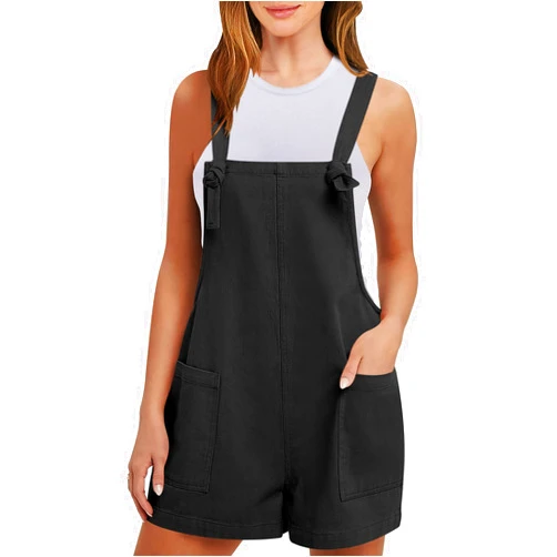 ANRABESS Women's Overalls Summer Casual Sleeveless Adjustable Straps Jumpsuit Bib Shorts Rompers with Pockets