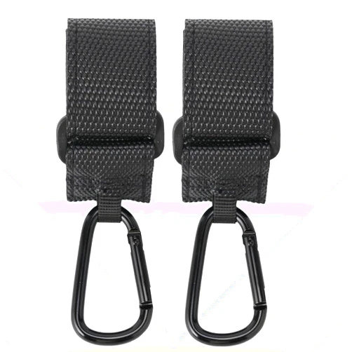 ALLONWAY 2 Pack Stroller Hooks for Bags, Stroller Clips and Hooks, Anti-Slip Stroller Hooks for Diaper Bags, Universal Baby Stroller Hooks (Black)