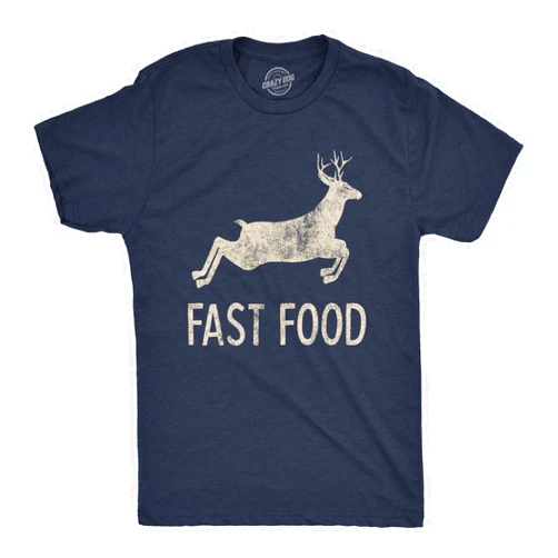 Crazy Dog T-Shirts Mens Fast Food T Shirt Funny Deer Hunting Season Novelty Graphic Tee