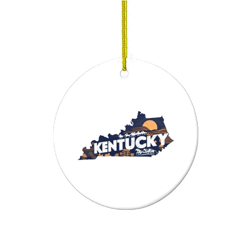 Handmade Kentucky Vintage Style Print Christmas Ornament | United States 50 State Collector's Series | Travel Souvenir Gift