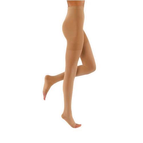JOBST Relief Waist High Graduated Compression Stockings 30-40mmHg - Comfortable Unisex Design - Open Toe, Beige, Large