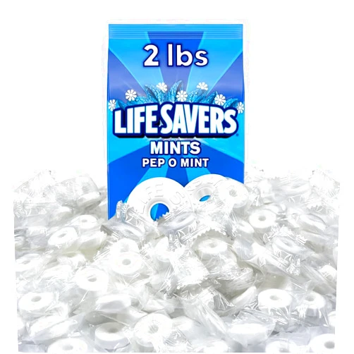 Generic LifeSaver Pep O Mint Hard Candy - 3 Pounds of Bulk Candy Holiday Candy Peppermint LifeSaver Mints - Individually Wrapped Mint Candy, Perfect for the Holiday Season, Delicious Hard Candy Peppermint Flavor - LifeSaver Hard Candy - Breath mint