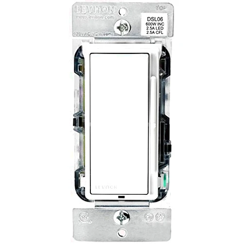 Leviton DSL06-1LM 600 Watt Single Pole 3-Way Universal Rocker-Slide Dimmer, White