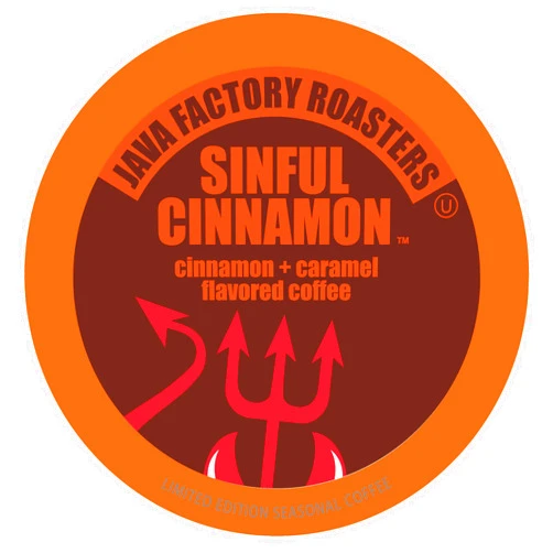 Java Factory Coffee Pods Cinnamon Flavored Coffee Compatible with K Cup Brewers Including 2.0, Sinful Cinnamon, 40 Count