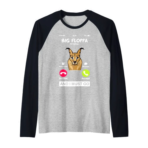 Funny Big Floppa is Calling Cat Meme Gifts Ideas Big Floppa is Calling Caracal Big Cat Meme Funny Cat Floopa Raglan Baseball Tee
