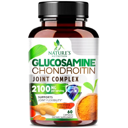 Nature's Nutrition Glucosamine Chondroitin MSM Complex - Joint Support Supplement Turmeric & Boswellia, Triple Strength Glucosamine Capsules - Support for Joint Health & Mobility with Quercetin Bromelain - 60 Capsules