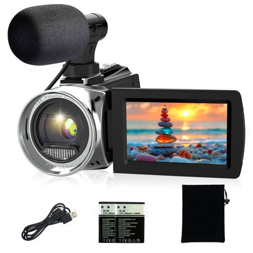 YEEIN Video Camera Camcorder 4K 48MP Digital Vlogging Camera for YouTube 3.0 Inch 270°Rotation LCD Screen 18x Digital Zoom Video Recorder with Microphone, 2 Batteries