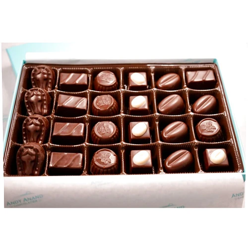 ANDY ANAND CHOCOLATIER Andy Anand 24 Pc Vegan Sugar-Free Belgian Dark Chocolate Truffles, Assorted Gourmet Luxury Gift Box, Dairy & Soy Free, Sweetened with Stevia
