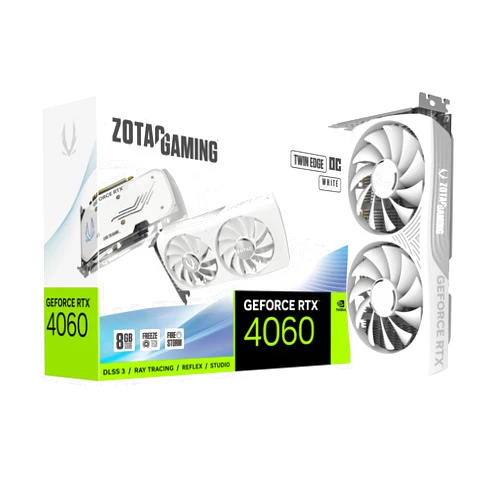 ZOTAC Gaming GeForce RTX 4060 8GB Twin Edge OC White Edition DLSS 3 8GB GDDR6 128-bit 17 Gbps PCIE 4.0 Compact Gaming Graphics Card, ZT-D40600Q-10M