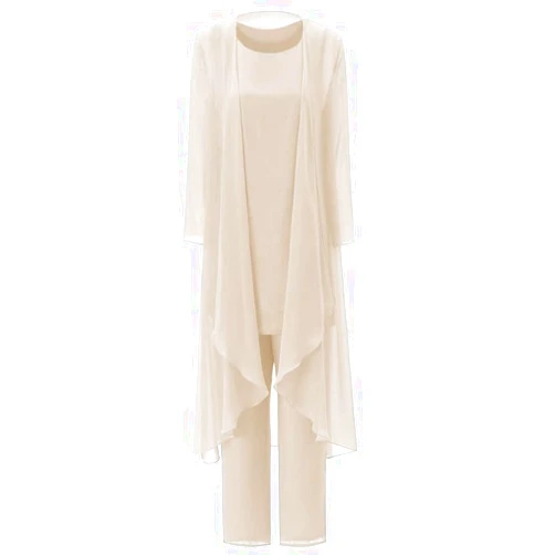JKNBVDER Mother of The Bride Pant Suits for Wedding 3Pcs Mother of The Bride Dresses Long Chiffon Formal Gowns