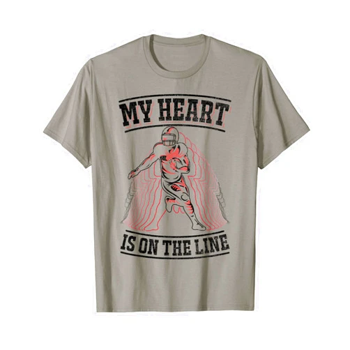 Football Gift for Football Lover Heartbeat EKG Pulse - My Heart Is On The Line Football T-Shirt