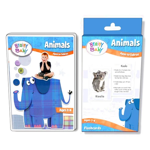 Brainy Baby Animals DVD and Animals Flashcards: Apes to Zebras Deluxe Edition