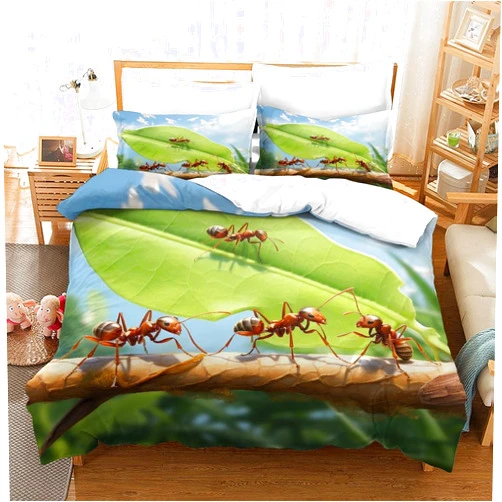 BUKISA ant Breathable Comforter Cover Hidden Zipper Insects Duvet Cover Set with Pillowcases Bedding Set Soft Microfiber Quilt Cover Set for Various Sizes Twin（173x218cm）