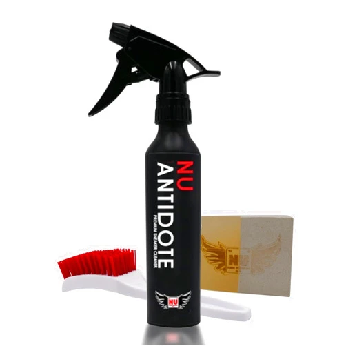 NULIFE KICKS Ultimate Sneaker Shoe & Footwear Cleaning Kit Bundle for Whitening, Stain Removal. Nu Antifote Cleaner, Dual Scuff Shoe Eraser and Sole Brush