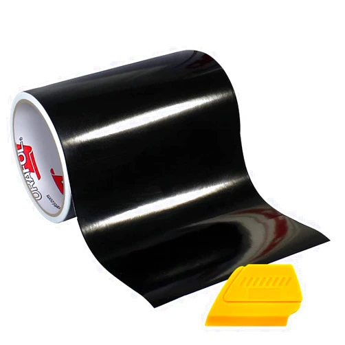 Oracal 751 Premium Long-Term Indoor & Outdoor Craft Vinyl 12in x 10ft Roll for Cutters and Plotters Including Hard Yellow Detailer Squeegee (Gloss Black)