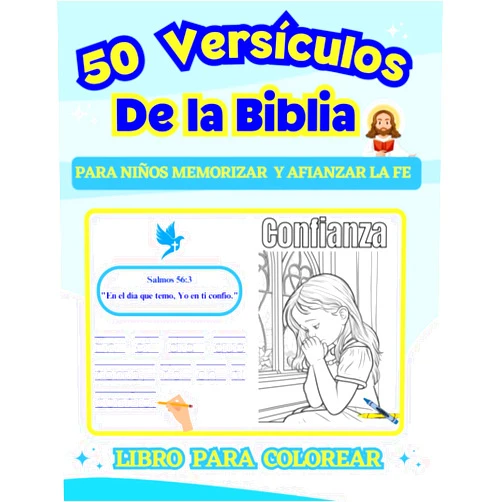 Amanfi V.B 50 Versículos de la Biblia para Niños en Español: Forma Divertida de Aprender Versos Bíblicos de Fortaleza y Fe - Trazar - Caligrafia - Repasar y ... para niños en español) (Spanish Edition)