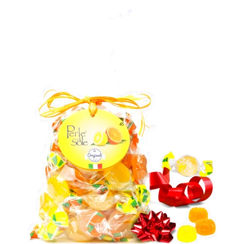 Perle di Sole Candy from Italy - Italian Fruit Jelly Candy - Orange & Lemon Soft Candy Individually Wrapped (12.35 Oz | 350g Bag) Italian Gelee Candy