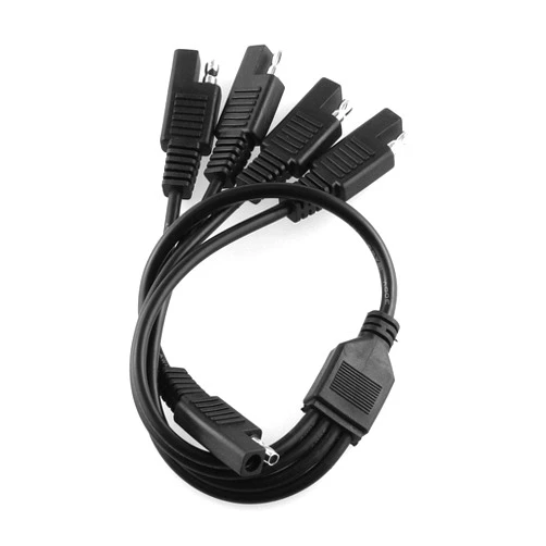 DGZZI SAE Power Extension Cable 40cm 18AWG Y Splitter 1 to 4 Connector 2 Pin Quick Disconnect Adapters Connector Cable for Solar Panel Charge