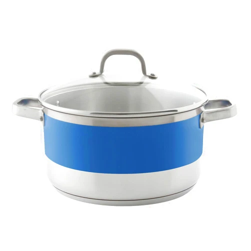 Chantal Stainless Steel Stripes Cookware, 6 quart Stockpot, Blue Cove