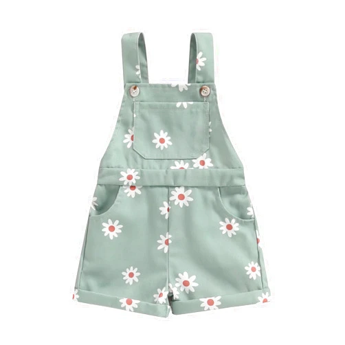 Adobabirl Toddler Baby Girl Overalls Daisy Floral Print Romper Suspender Shorts Jumpsuit Cute Summer Outfits Clothes