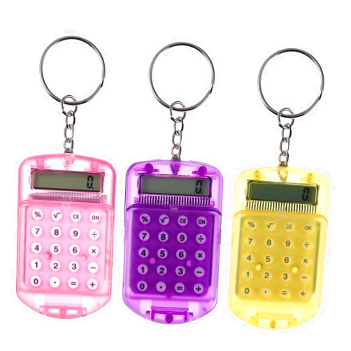 NUOBESTY 3pcs Pocket Calculator Key Ring Tiny Small Portable Mini Electronic Calculator for Home Students (Random Color)