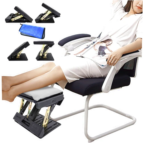 OShuKang Adjustable Foot Rest for Under Desk at Work with 4 Height Levels, Under-Desk Footrest with Massage Surface, Foot Stool Under Desk for Office, Home, Maximum Load 120 Pounds (Gray)