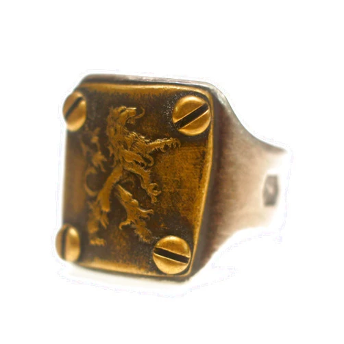 Studio S71 Roughly finished raised lion crest ring