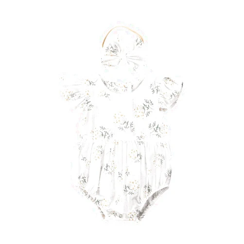 MA&BABY Newborn Baby Girl Romper Floral Ruffle Sleeveless Jumpsuit Cotton Bodysuit with Headband Summer Clothes Outfit