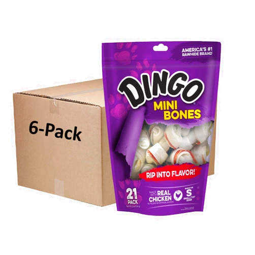 Dingo Mini Bones Rawhide for Dogs, Dog Chews Made with Real Chicken